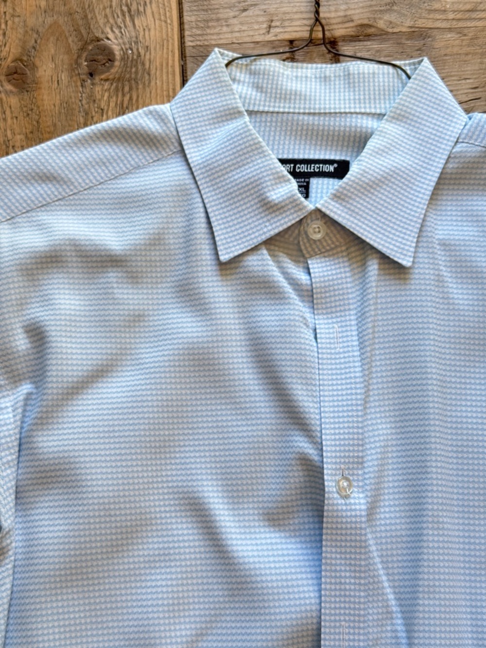 Report Collection Light Blue Micro-Pattern Dress Shirt - Picture 3 of 5